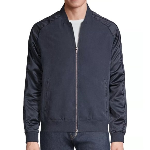 John Varvatos Other - John Varvatos Star USA Men's Long Sleeve Satin Bomber Jacket Pacific Blue